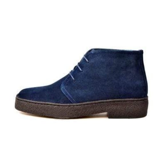 British Walkers Playboy Original High Top Men's Navy Suede Chukka Boot - Picture 4 of 8